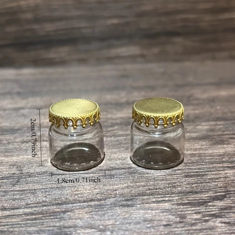 Glass Bottle Miniatures-Cute and Exquisite Miniature Kitchen Model with Golden Caps, DIY Accessories and Craft Project Supplies.