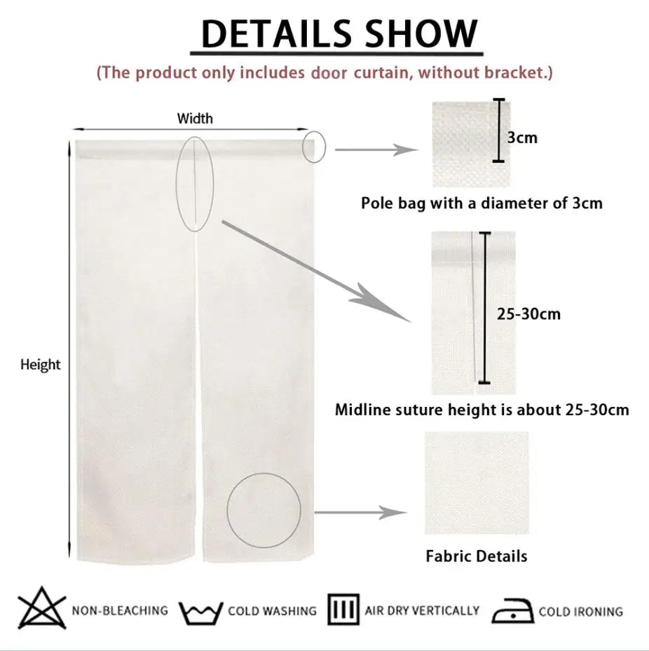 Cute Cat Japanese Noren Door Curtain, Black & White Cartoon Half Curtain for Bedroom, Kitchen & Doorway, 1-Panel Linen Room Divider for Home Decor