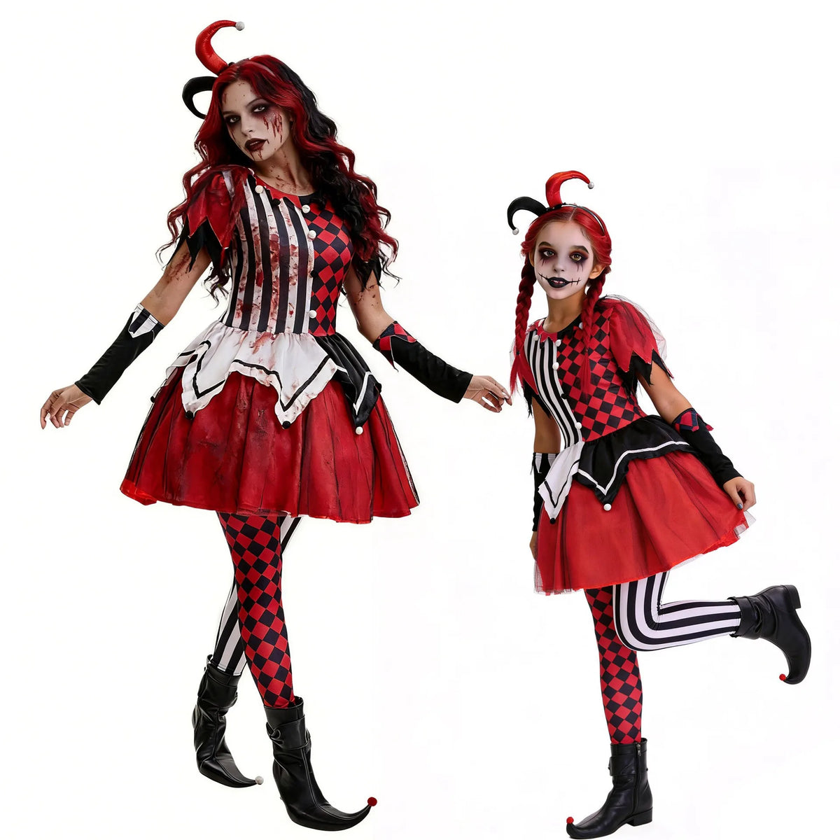 Halloween Clown Cosplay Costume Family Matching Set Adult Circus Horror Ghost Clown Fancy Dress Outfit