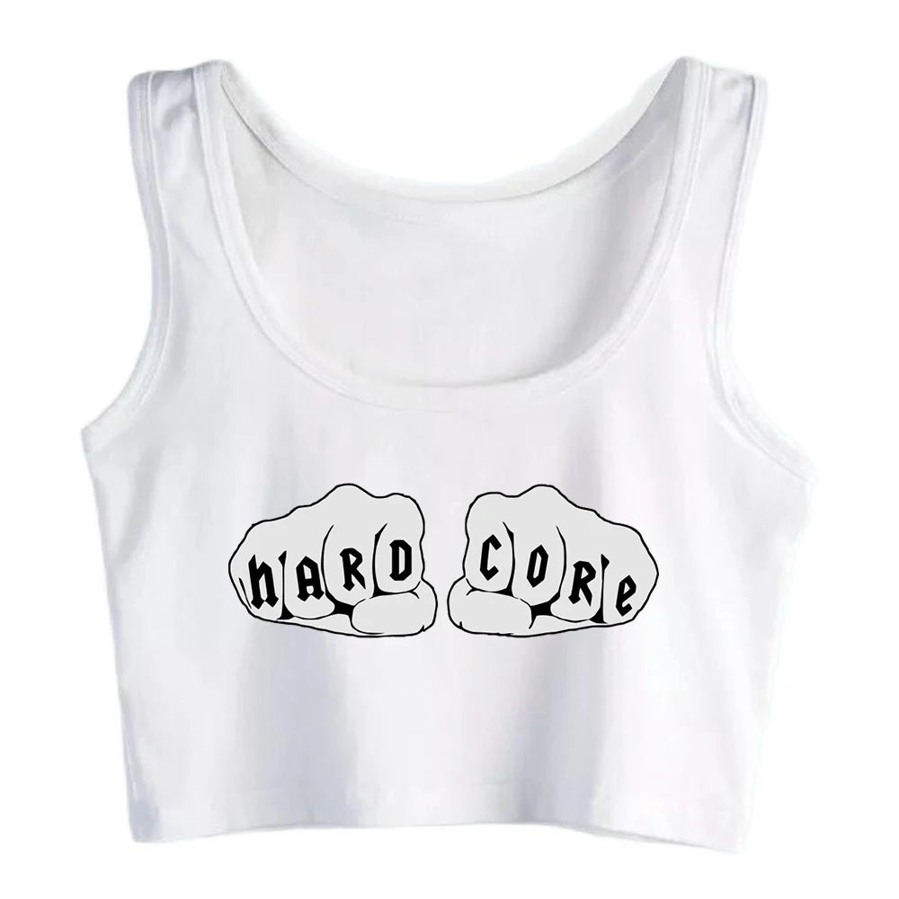 Hardcore Fists Rave Quote Tank Top Basic Solid Crop Top Summer Sport Style Designing Breathable Slim Fit Tank Top