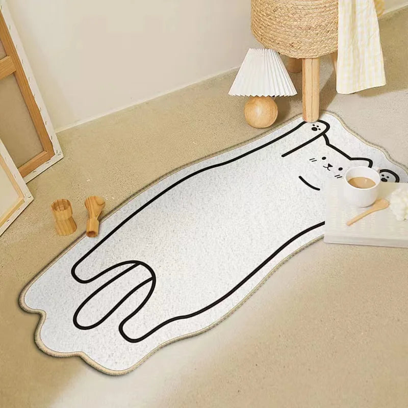 Irregular Cartoon Animal Rug, Thick Plush Imitation Cashmere-Style Polyester Carpet with Anti-Slip Backing, Decorative Floor Mat for Living Room, Bedroom, Kids’ Room & Coffee Table