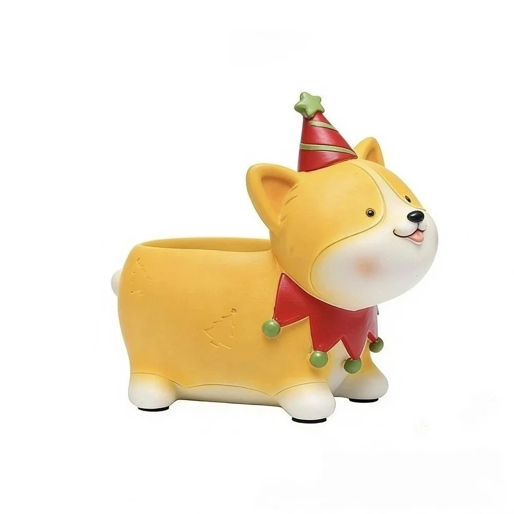 Cute Cartoon Dog Flower Pot, Funny Resin Succulent Planter & Desktop Ornament, Adorable Animal Plant Holder for Tabletop, Home, Office, Bedroom & Garden Decor