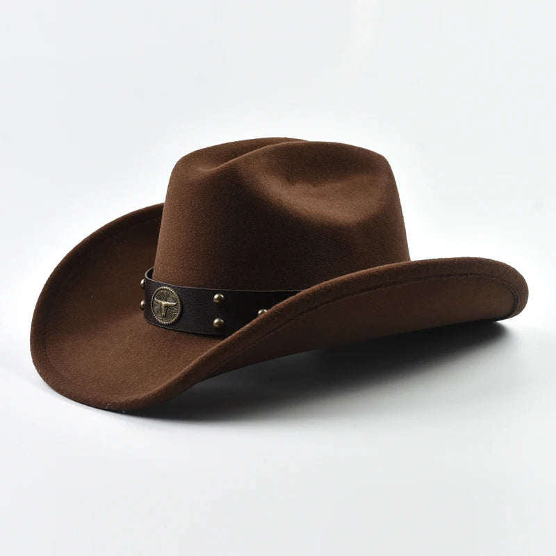Men Women Vintage Big-edge Western Cowboy Hat  Gentleman Cowgirl Jazz