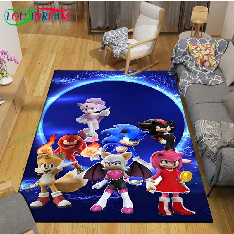 3D Cartoon Area Rug, Printed Polyester Crystal Velvet Carpet with Non-Slip Backing, Cute Kids Bedroom & Living Room Mat for Playroom, Nursery, Home & Decor
