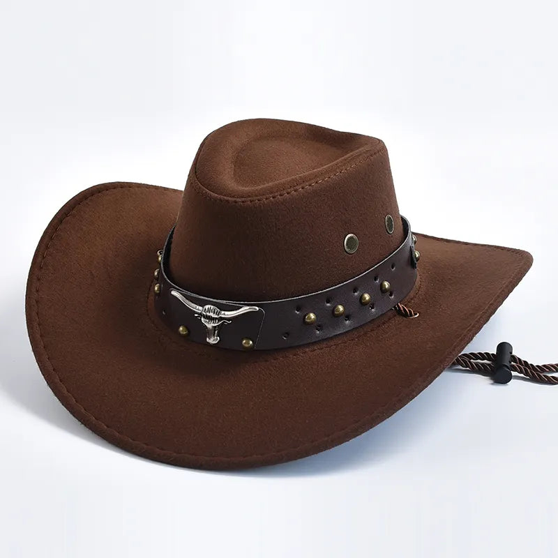 New Artificial Suede Western Cowboy Hats Vintage Big-edge Gentleman
