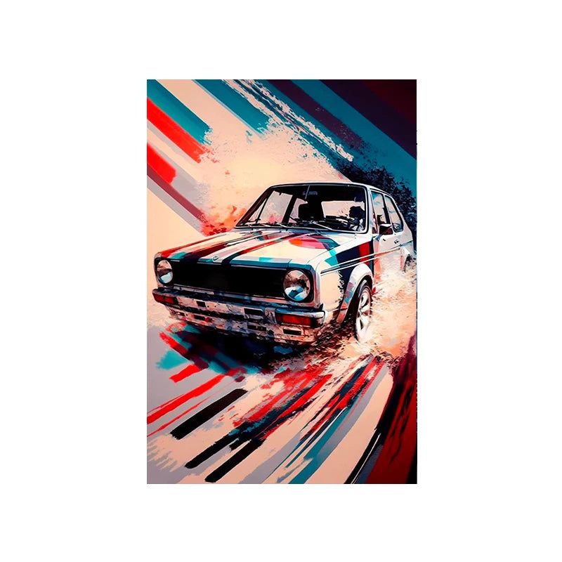 Modern Sports Car Graffiti Canvas Painting Luxury Retro Racing Poster Print Abstract Supercar Wall Art Living Room Home Decor