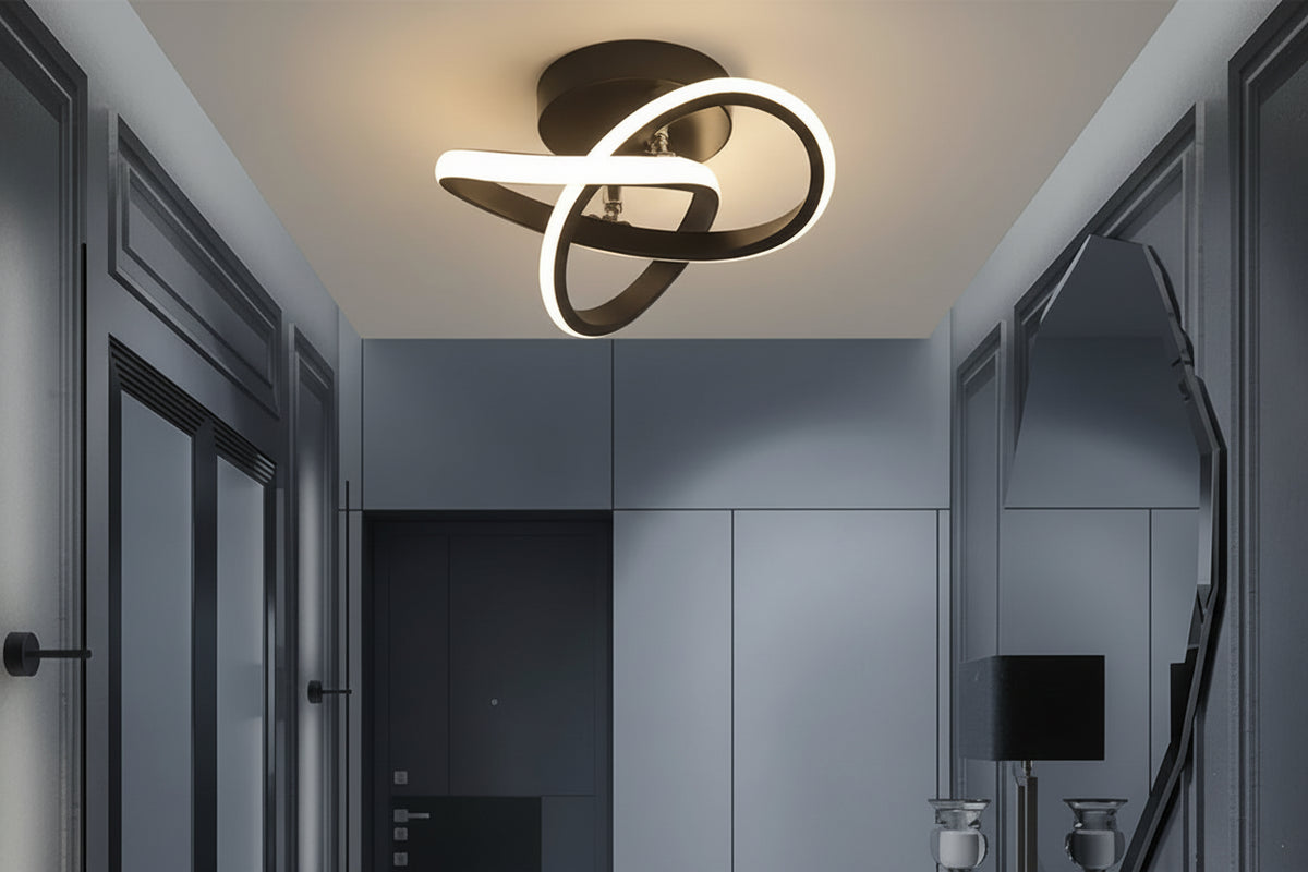Modern LED Ceiling Light – Minimalist Black Flush Mount Lamp for Living Room, Bedroom & Entryway