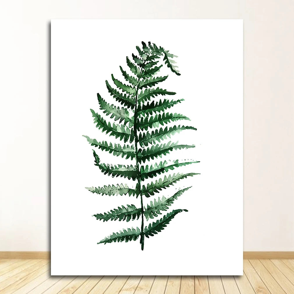 Wall Art Paintings for Living Room Home Decor Scandinavian Style Tropical Plants Poster Green Leaves Decorative Picture Modern