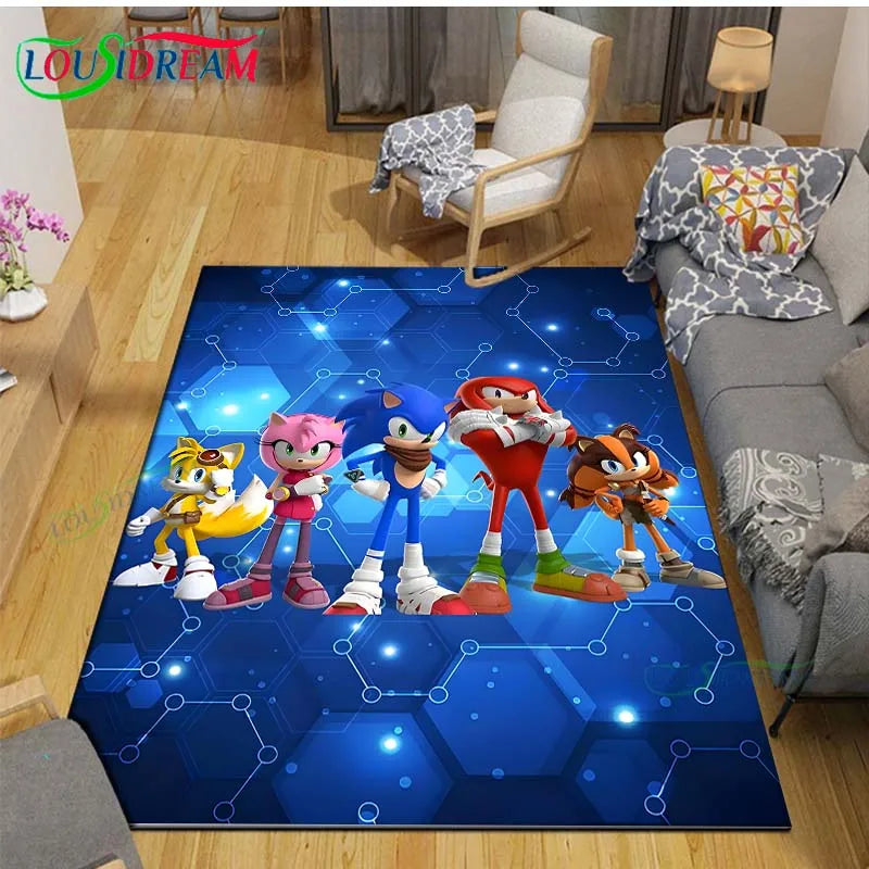 3D Cartoon Area Rug, Printed Polyester Crystal Velvet Carpet with Non-Slip Backing, Cute Kids Bedroom & Living Room Mat for Playroom, Nursery, Home & Decor