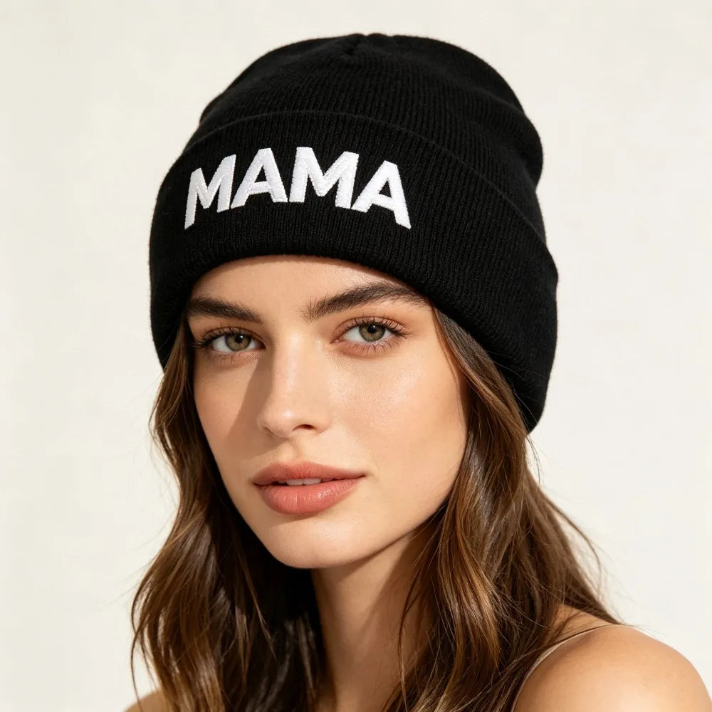 Cute Printed Family Matching Cap Parent-child Wool Knit Beanie Warm Retro Printing Knit Cap Apparel Accessories