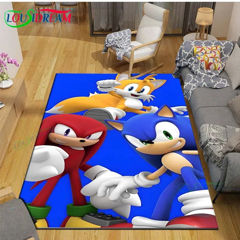 3D Cartoon Area Rug, Printed Polyester Crystal Velvet Carpet with Non-Slip Backing, Cute Kids Bedroom & Living Room Mat for Playroom, Nursery, Home & Decor