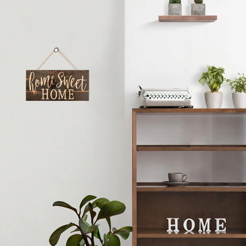 Rustic “Home Sweet Home” Wooden Wall Hanging Sign, Vintage Wood Art Plaque for Living Room, Front Door, Entryway & Home Decor, Decorative Door Sign