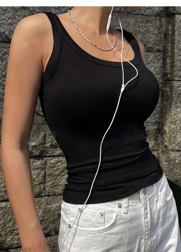 Tank Soft Top For Women Summer Outfits Tight And Sexy Tank Top Knitted Bottom Shirt And Sleeveless Top For Outerwear