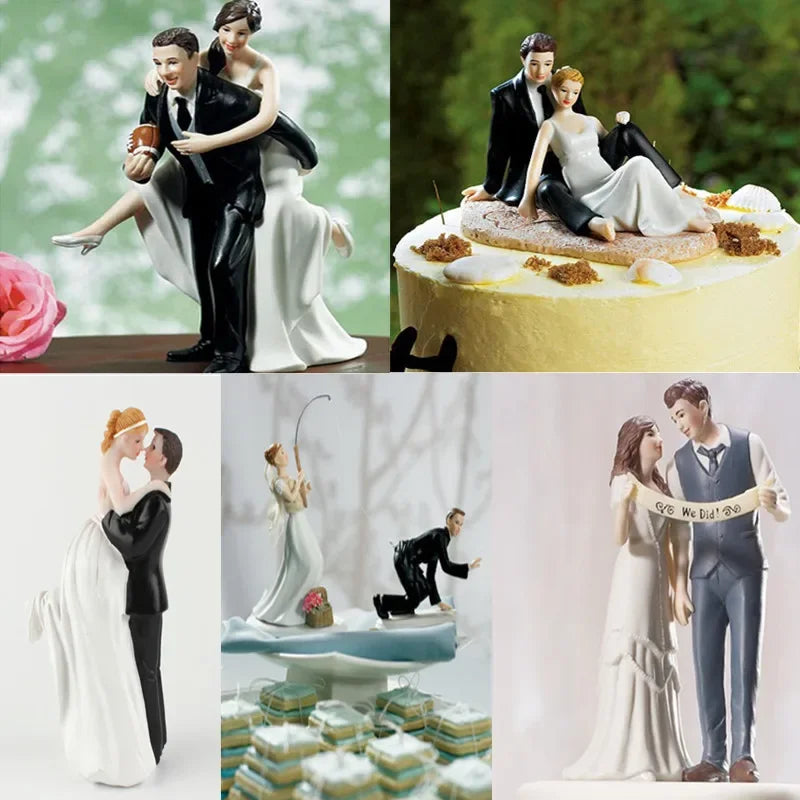 Funny Bride & Groom Wedding Cake Topper – Romantic Resin Couple Figurine Decoration, 8–15cm, Customizable