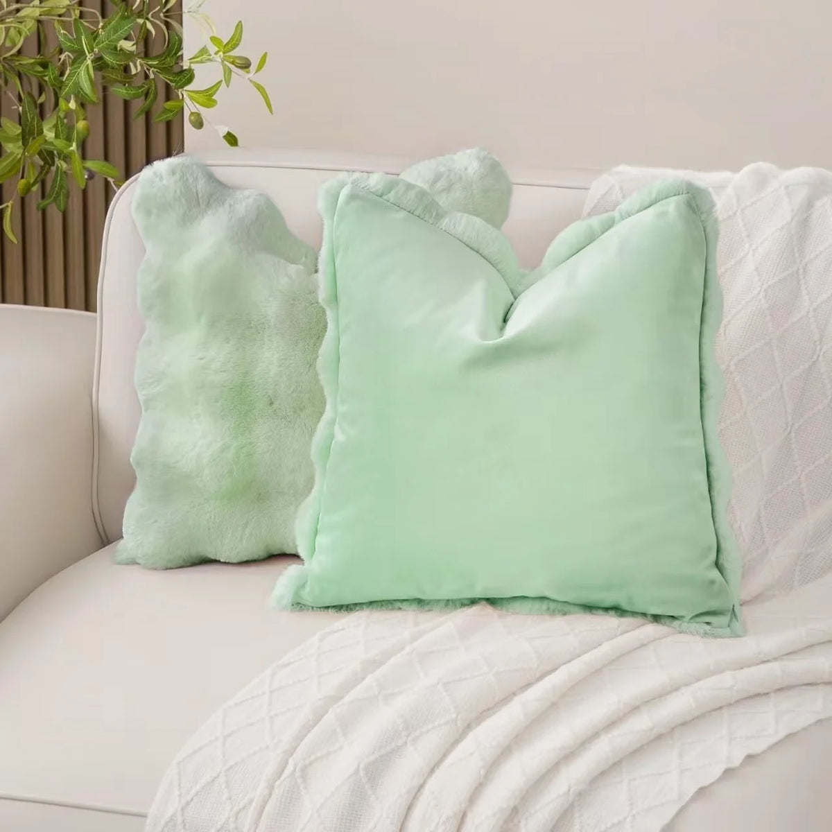 Pack of 2 Plush Decorative Pillow Covers – Modern Minimalist Solid Cushion Cases for Sofa, Bed, Bedroom & Car