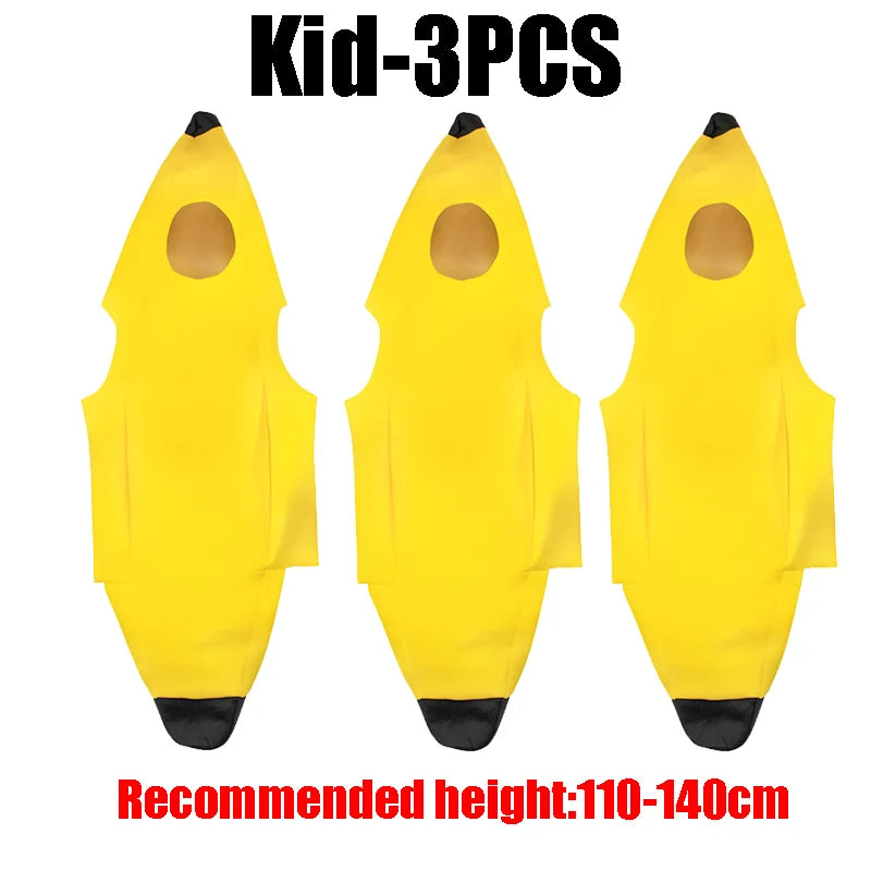 Banana Halloween Costume for Adults Kids Funny Fruit Stage Outfit Carnival Party Performance Wear Comedy Costume Set