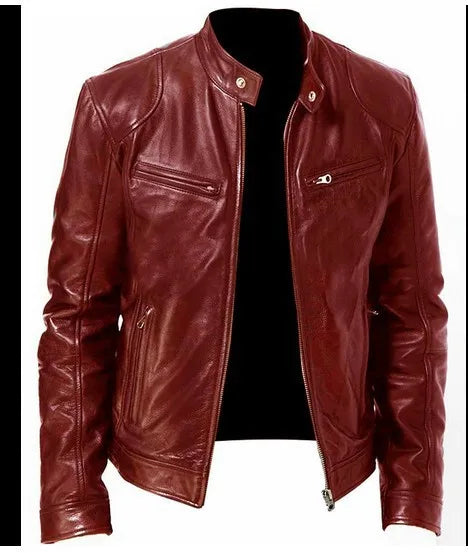 Men's Leather Jacket Bomber Motorcycle Biker Pu Leather Casual Loose