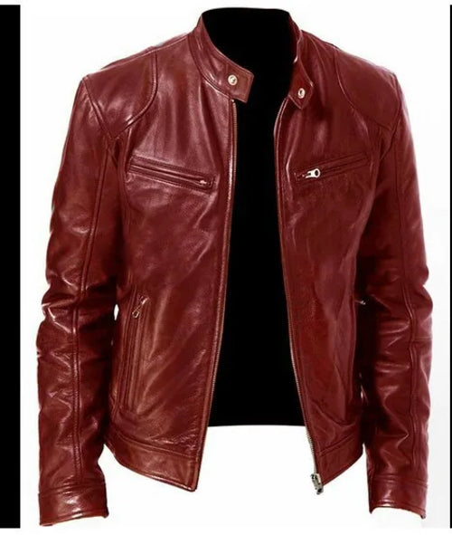 Men's Leather Jacket Bomber Motorcycle Biker Pu Leather Casual Loose