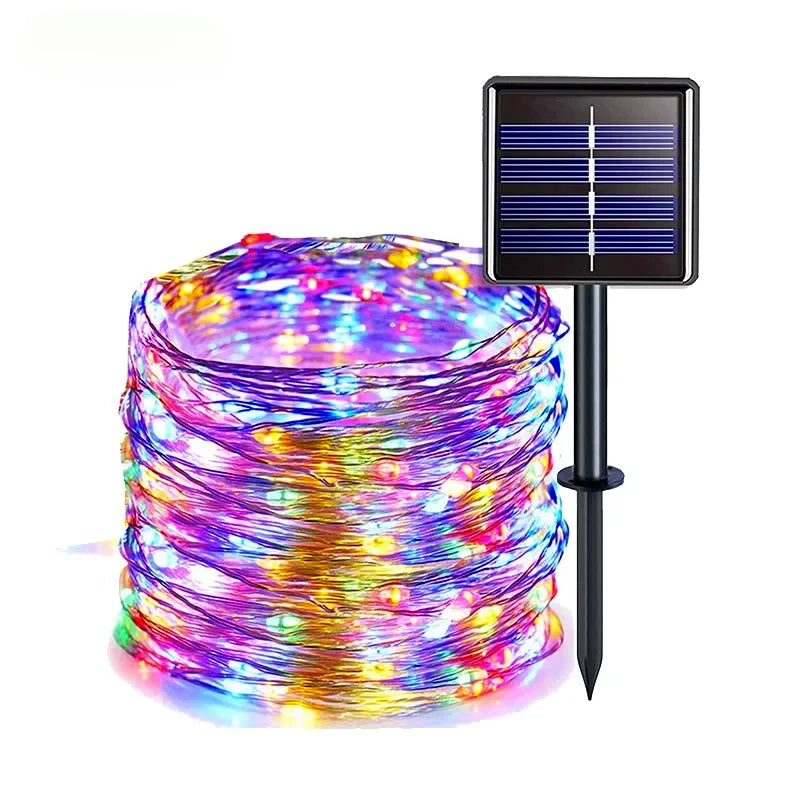 Solar String Fairy Lights 6M–33M, IP65 Waterproof LED Twinkle Lights with 8 Lighting Modes, Flexible Copper Wire Lights for Christmas, Garden, Patio, Tree & Party Decor