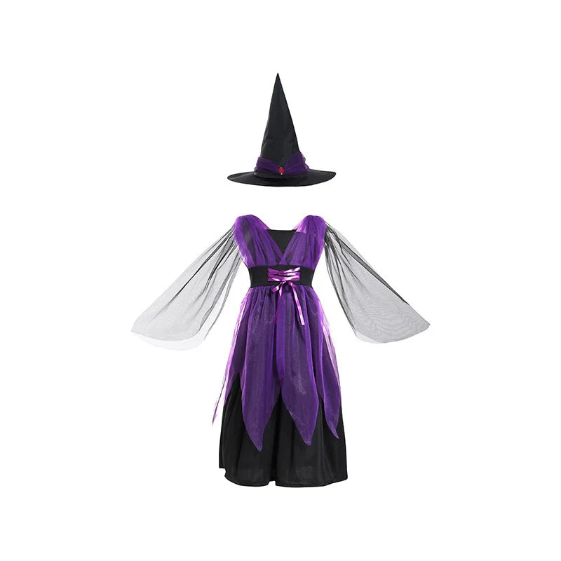 Kids Halloween Cosplay Costume Multiple Styles Witch Vampire Bat Fairy Pumpkin Outfit Boys Girls Holiday Party Fancy Dress