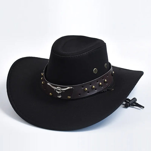 New Artificial Suede Western Cowboy Hats Vintage Big-edge Gentleman