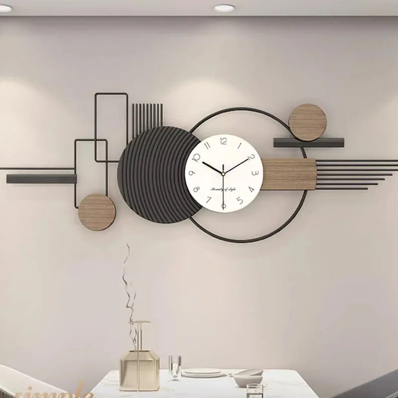 Large Modern Minimalist Wall Clock Luxury Silent Quartz Clock as Dining Room Wall Art Decor Painting for Living Room