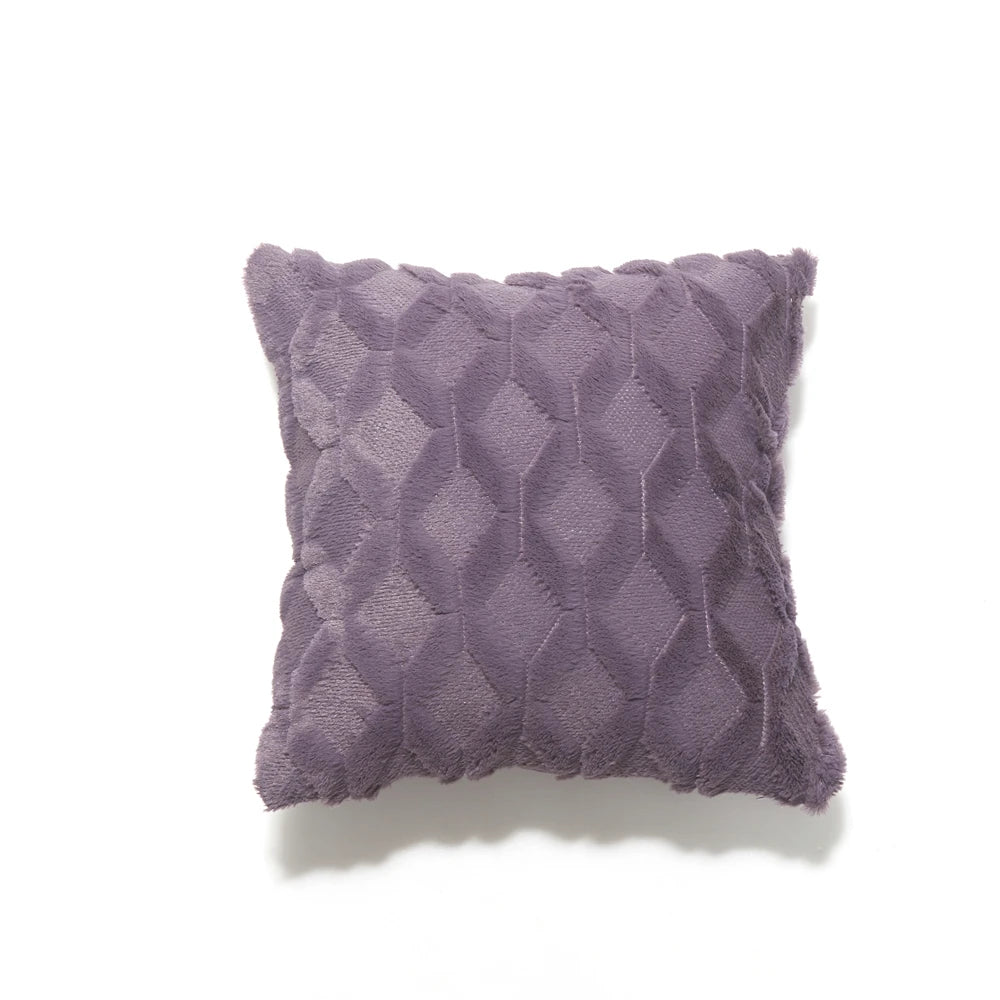 Plush Cushion Cover 45×45cm, Nordic Geometric Decorative Pillowcase, Solid Woven Throw Pillow Cover for Sofa, Living Room, Bedroom, Chair & Home Decor