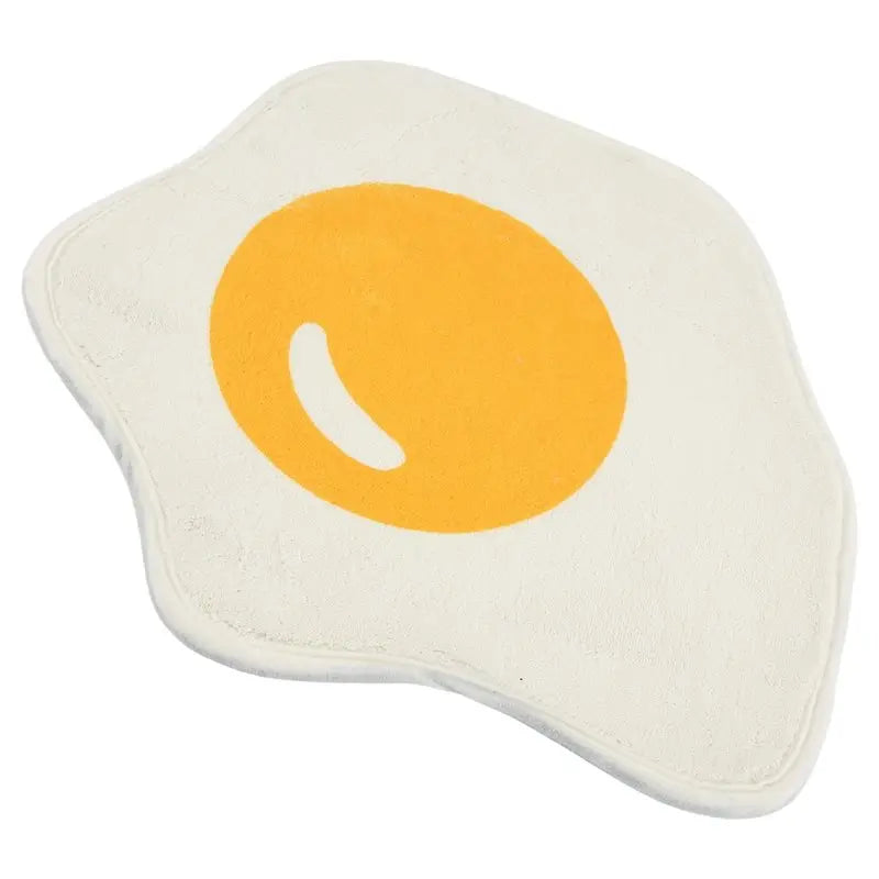 Poached Egg Rug for Kids, Cute Cartoon Floor Mat with Anti-Slip PVC Backing, Soft Polyester Suede Carpet for Bedroom, Nursery, Playroom & Home Decor