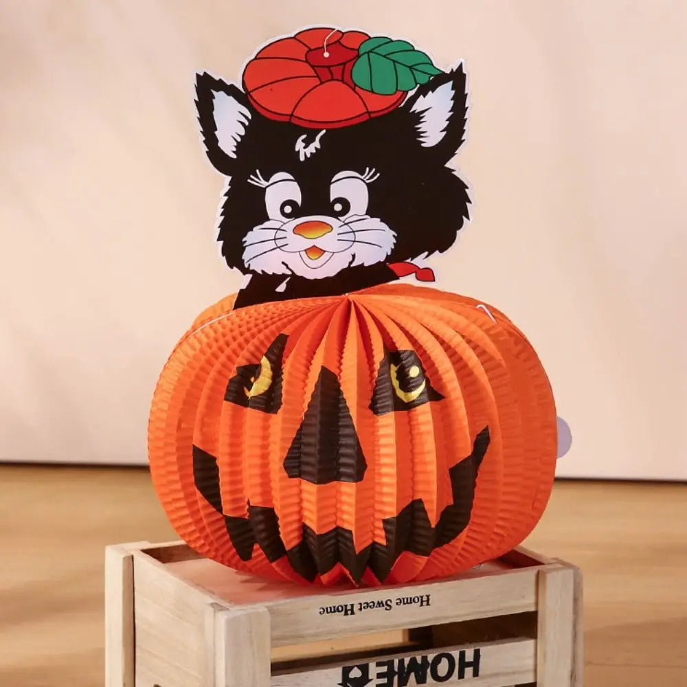 Creative Bat Halloween Party Prop Ghost Spider Halloween Paper Pendant Witch Hat Foldable Pumpkin Lantern Outdoor