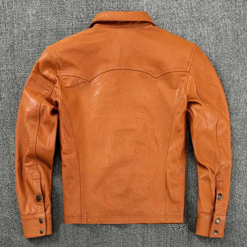 Men's Genuine Sheepskin Leather Jacket – Slim-Fit Motorcycle & Casual Coat