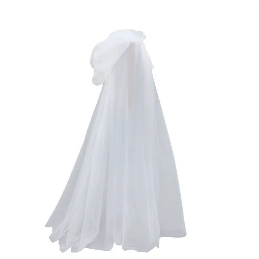 Halloween  cosplay - ghost costume with hooded cloak, death god witch net-like long dress, full-length performance outfit