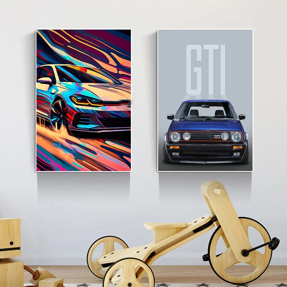 Modern Sports Car Graffiti Canvas Painting Luxury Retro Racing Poster Print Abstract Supercar Wall Art Living Room Home Decor
