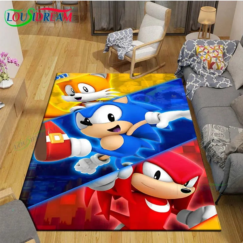 3D Cartoon Area Rug, Printed Polyester Crystal Velvet Carpet with Non-Slip Backing, Cute Kids Bedroom & Living Room Mat for Playroom, Nursery, Home & Decor