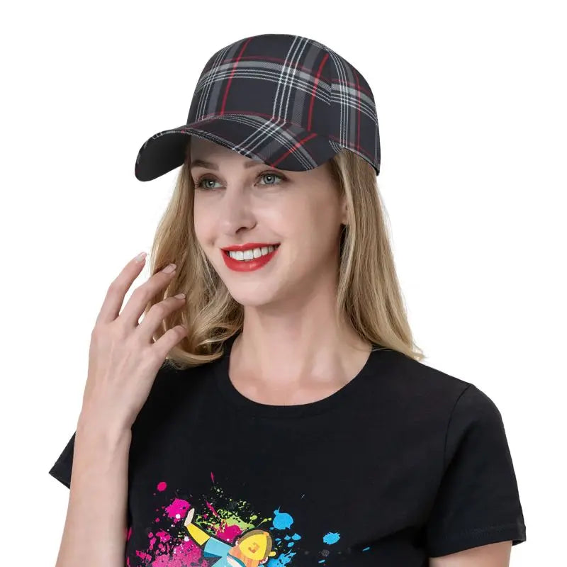 Custom GTI Tartan Baseball Cap, Unisex Adjustable Snapback Hat, Vintage Washed Oxford Cap with Printed Pattern, Retro Sun Visor for Casual Outdoor Wear