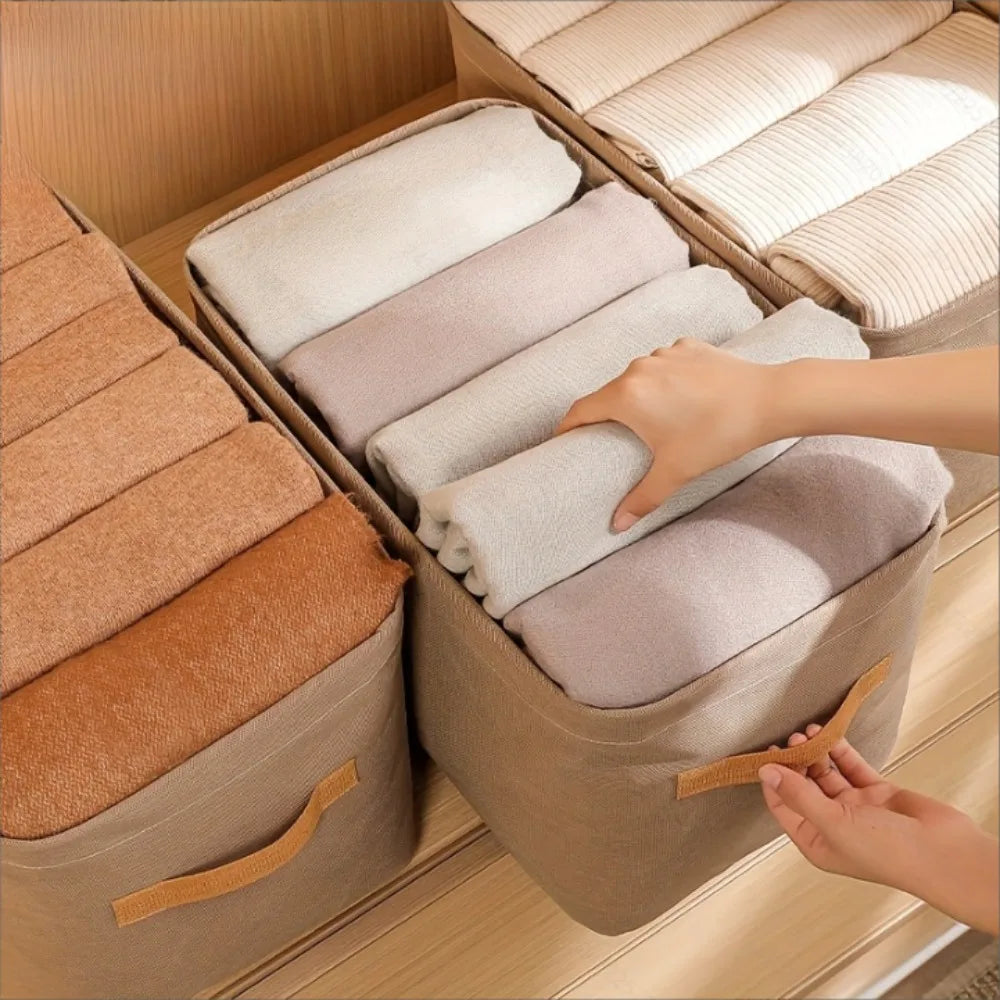 Clothes Organizer Baskets for Home, Foldable Linen Closet Organizers and Storage Basket for Shelves, Clothes Organizer