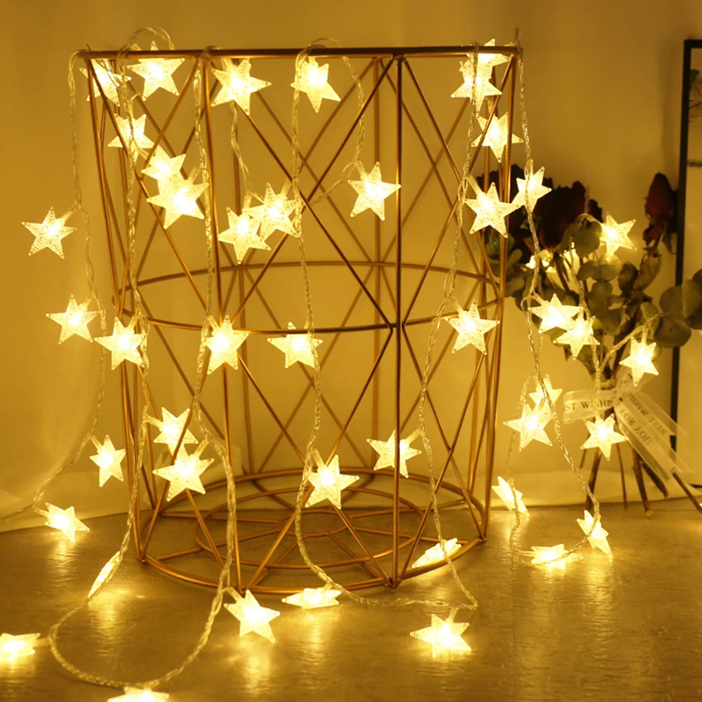 LED Star Fairy Lights, 1.5–10M Star String Lights with 10–80 LEDs, Warm White & White Decorative Garland Lights for Christmas, Wedding, Party, Garden & Home Decor