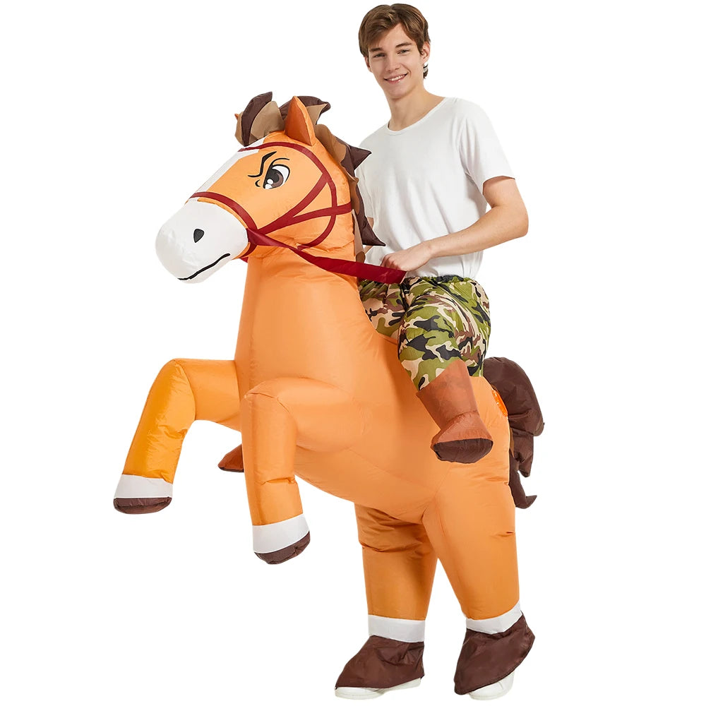 Halloween cosplay  costume, adult camouflage horse, jazz horse, animal performance costume, inflatable costume