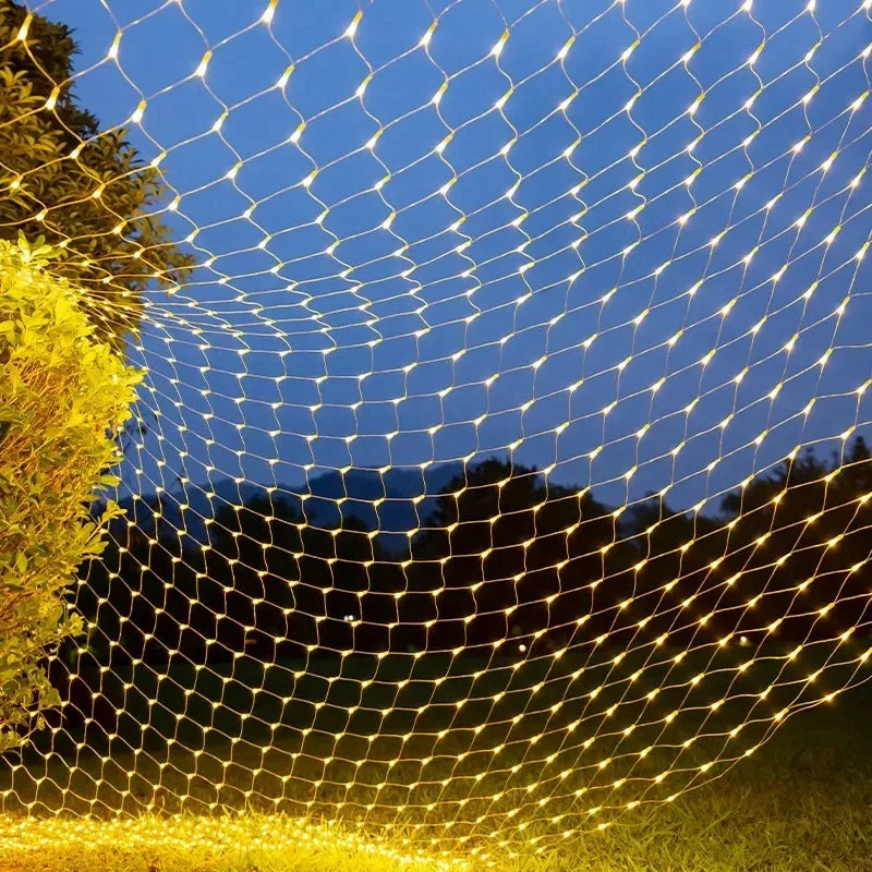 LED Net String Lights 1.5×1.5M–3×3M, 8 Lighting Modes Mesh Curtain Lights, White Warm White & Multicolor Christmas Lights for Wedding, Party, Halloween & New Year Decor