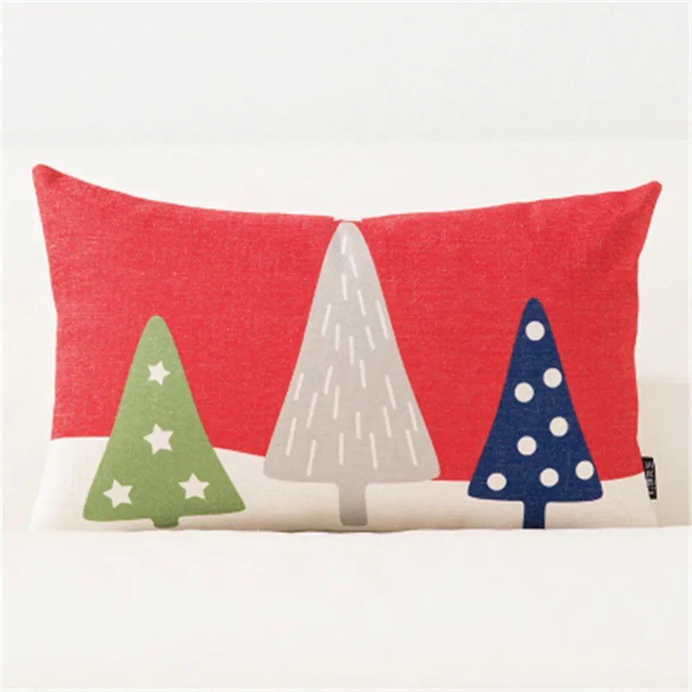Christmas Pillow Cover 45×45cm & 30×50cm, Merry Christmas Snowman Snowflake Deer Cushion Cover, Beige Cartoon Holiday Decor for Sofa, Bed, Chair & Home