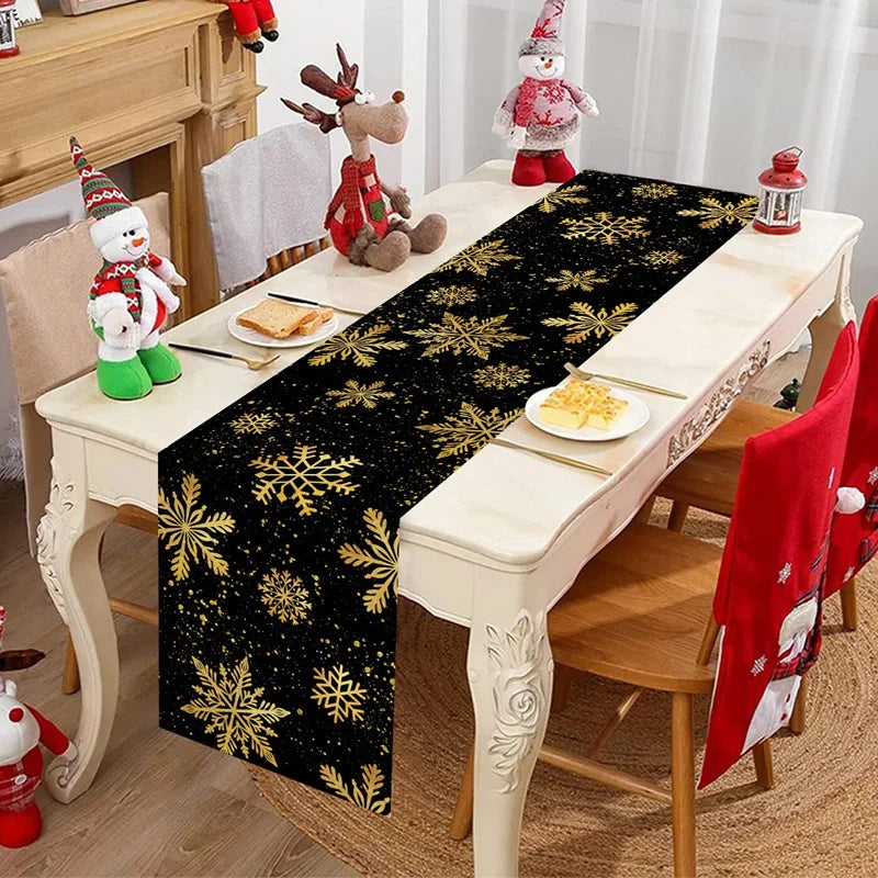 Christmas Table Runner 33×183cm, Winter Wonderland Snowman Linen Table Cover, Rustic Farmhouse Holiday Table Decor for Dining Room, Kitchen, Party & Home