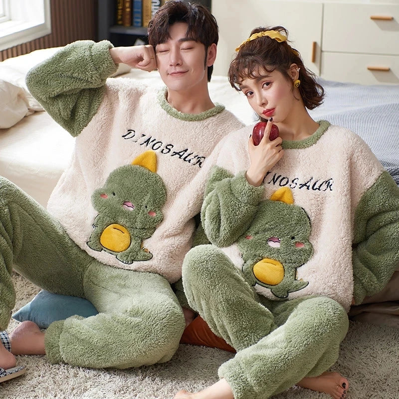 Couples Winter Pajama Set | Soft Kawaii  Cartoon Matching Sleepwear