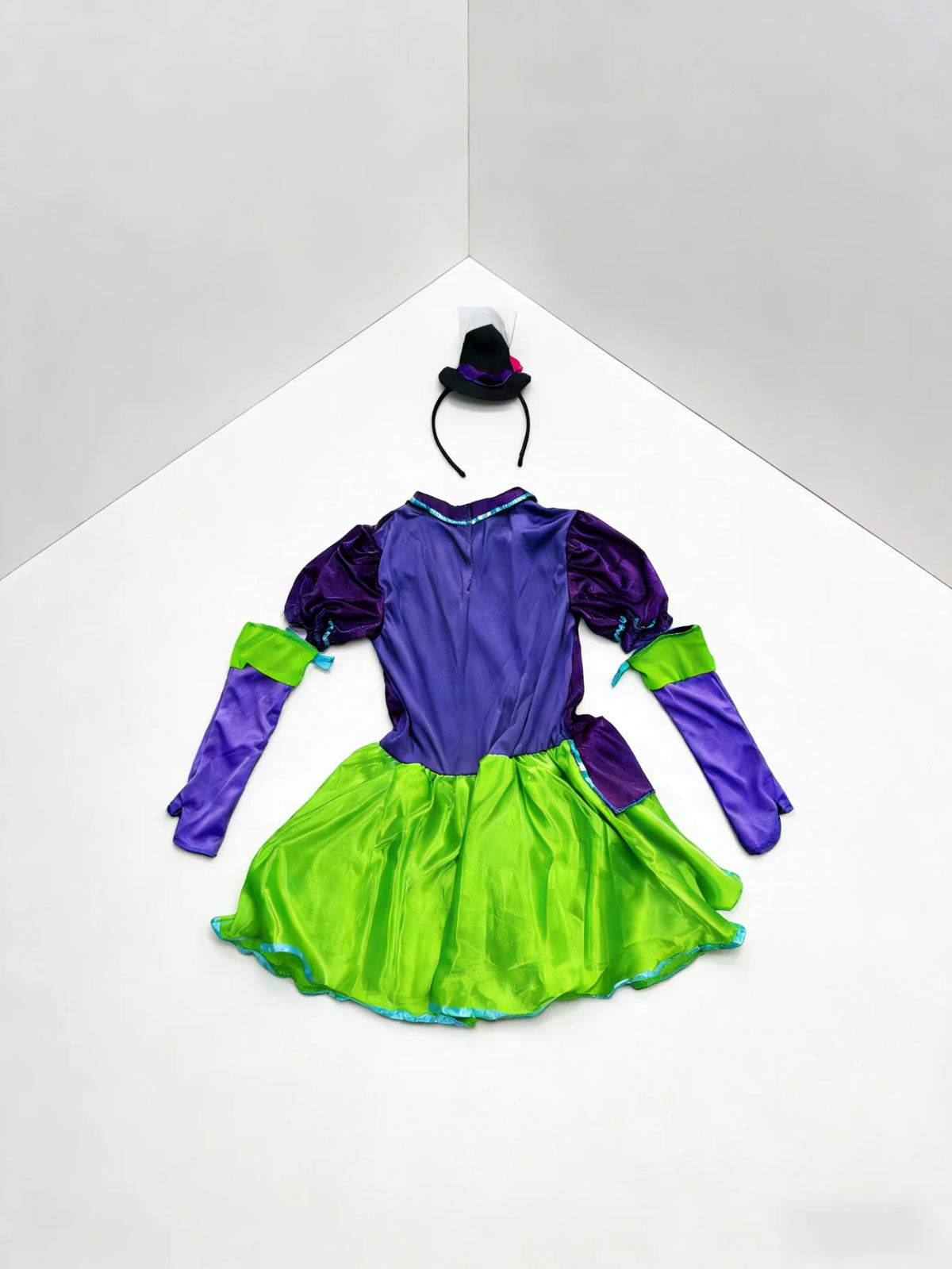 Girls fancy themed costume set with dress, headband and gloves, kids Halloween outfit for party role‑play.