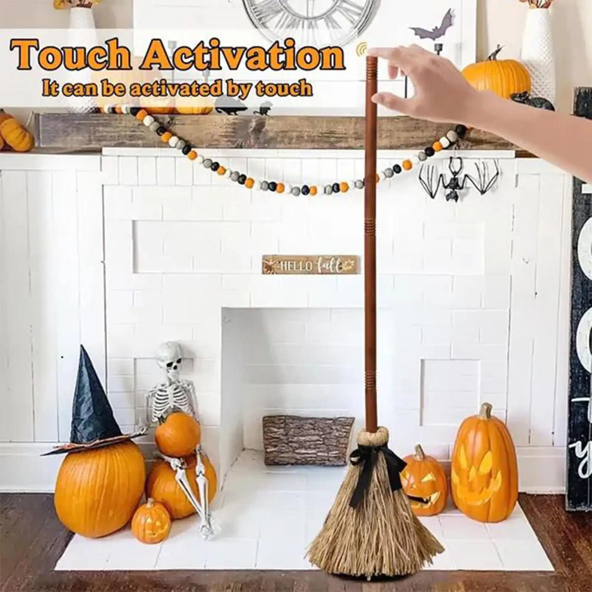 Halloween Floating Witch Broom Haunted Dancing Moving Broomstick Magic Enchanter Sorceress Carnival Dress Up Party Props