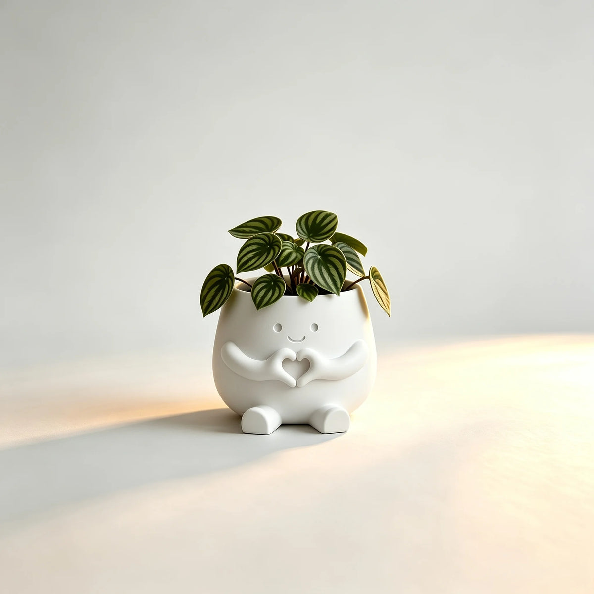 Heart-Shaped Porcelain Flower Pot, Cute Succulent & Pothos Plant Planter, Artistic Desktop Plant Pot for Home, Office, Bedroom, Shelf & Table Decor