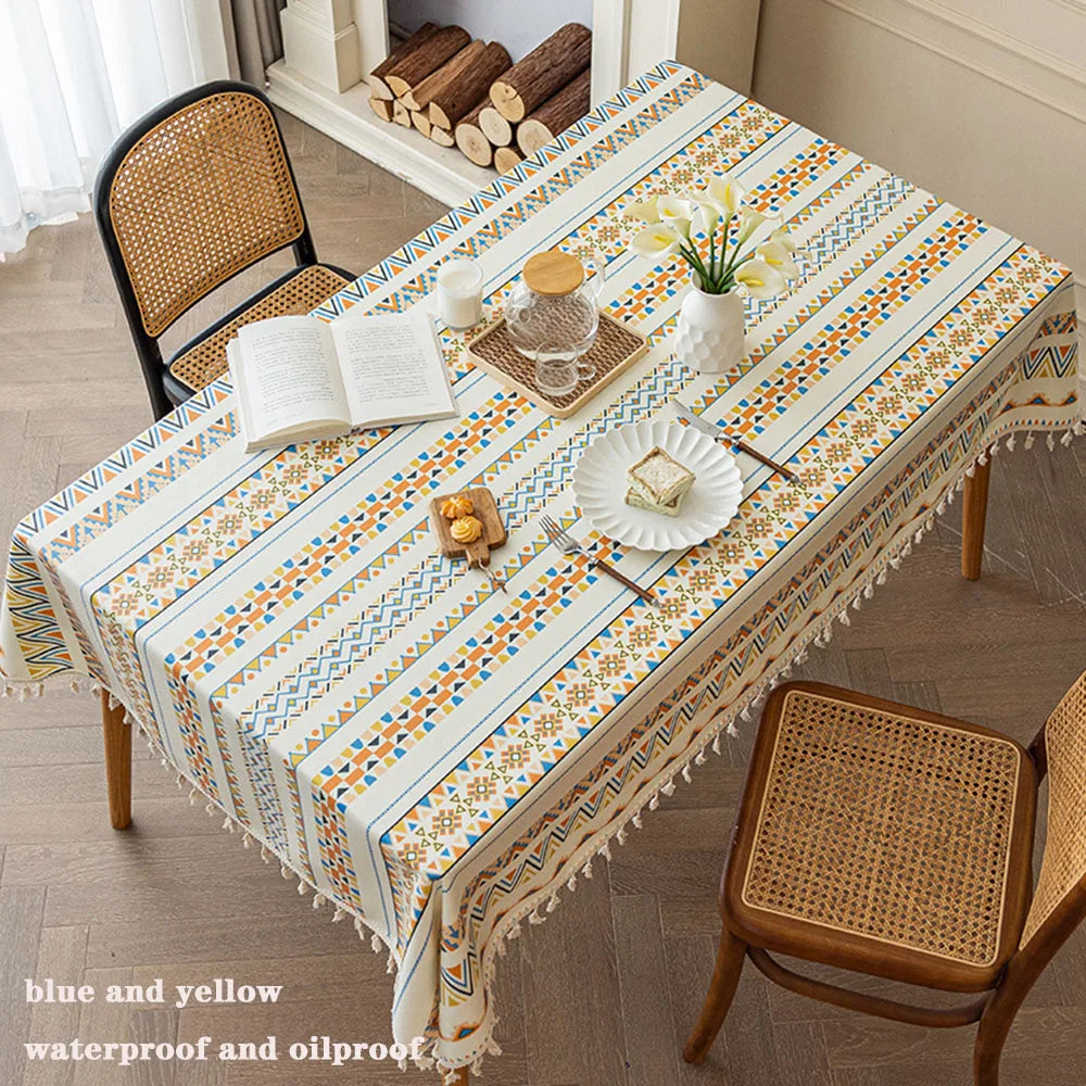 Waterproof Oil-Proof Table Cover – Plaid & Wavy Pattern PEVA-Style Plastic Tablecloth for Dining, Party, BBQ & Outdoor Use