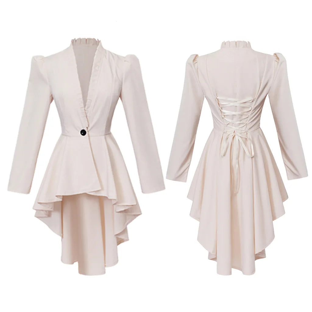 Halloween Costumes for Women Steampunk Victorian Jacket Coat Medieval Vintage Gothic Tailcoat Long Sleeve Tuxedo Shirt