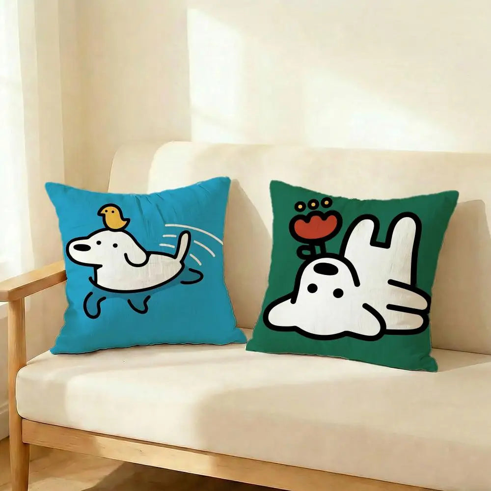 Cute Puppy Meme Cushion Cover, Double-Sided Printed Plush Pillowcase, Square Decorative Throw Pillow Cover for Sofa, Bed, Chair, Car, Office & Living Room Decor