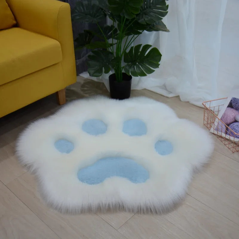 Cat Paw Rug 60–90cm, Soft Plush Polyester Carpet with Anti-Slip PVC Backing, Cute Animal Floor Mat for Living Room, Bedroom & Home Decor
