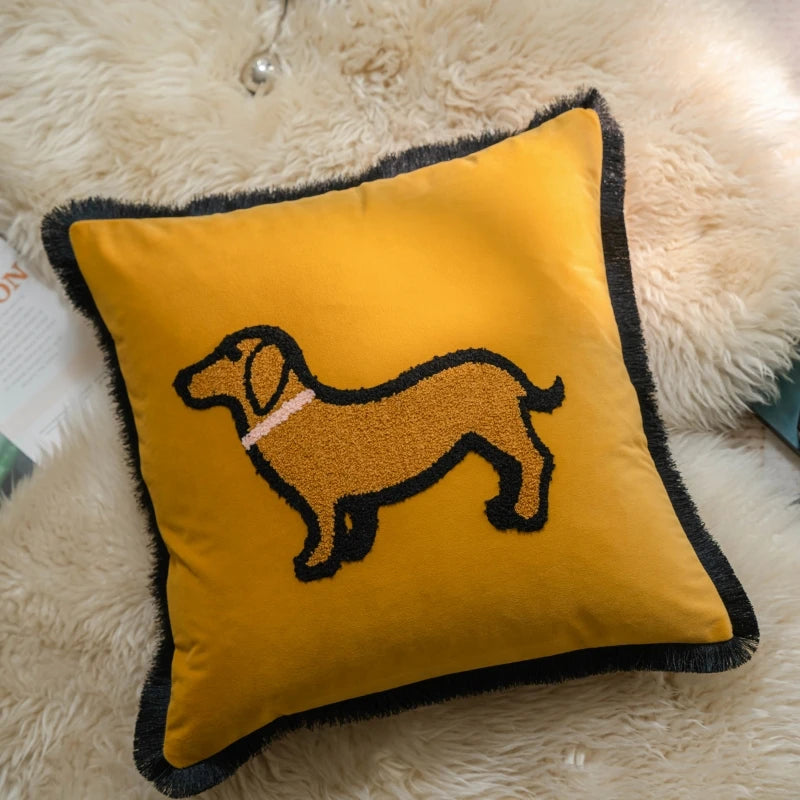 Cute Cat Plush Pillow Cover 45×45cm, Embroidered Cartoon Animal Cushion Case, Soft Decorative Sofa Pillowcase for Living Room, Bedroom, Chair, Bed & Home Decor