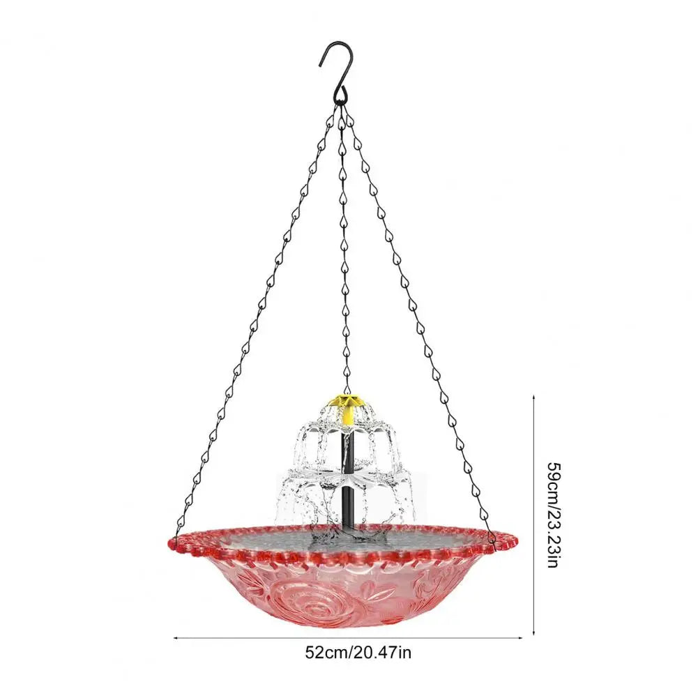 Solar Bird Bath Solar Powered Hanging Bird Bath Fountain Outdoor Cascade Water Fountain Pump Hummingbird Shower Bowl for Garden